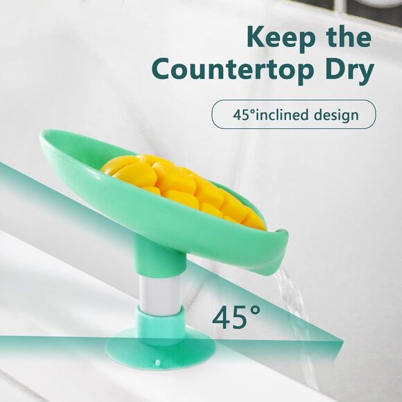 Leaf Shape Soap Saver - Self Draining Soap Dish, Extends Bar Soap Life, Keeps So - Picture 5 of 7